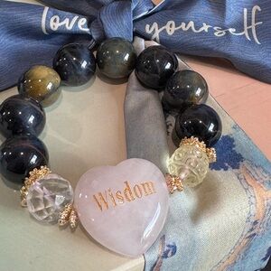 Wisdom Heart Bracelet with Blue and Gold Accents